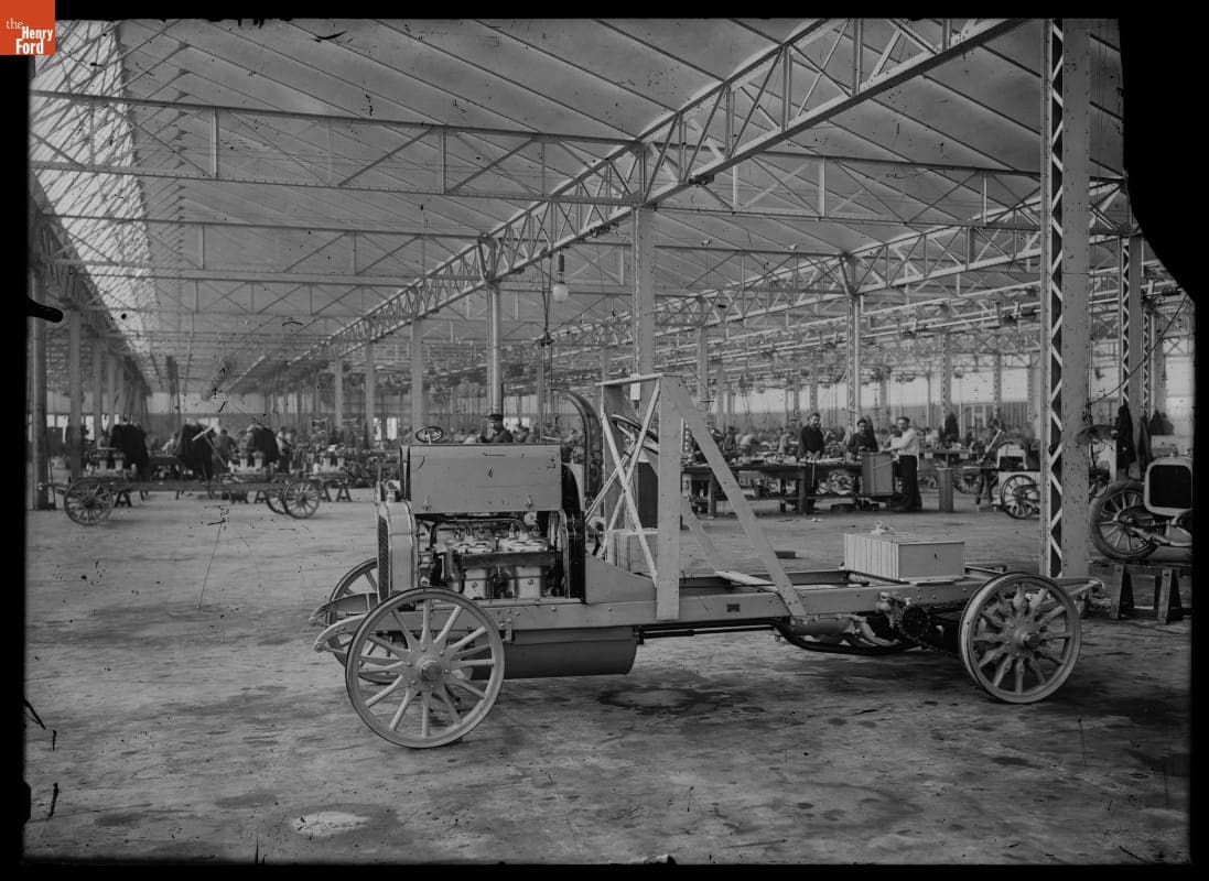 Base of a Bollee Automobile on a Workshop Floor, 1900-1910