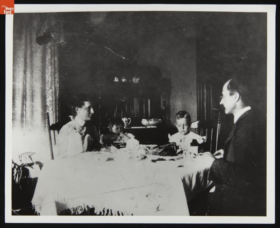 Lorin and Ivonette Wright, at Christmas Dinner Table with Their Children, Milton and Ivonette, Dayton, Ohio, 1897-1898