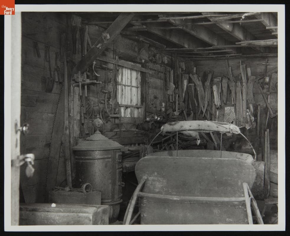 Interior of Richart Wagon Shop at Its Original Site in Macon, Michigan, July 27, 1931