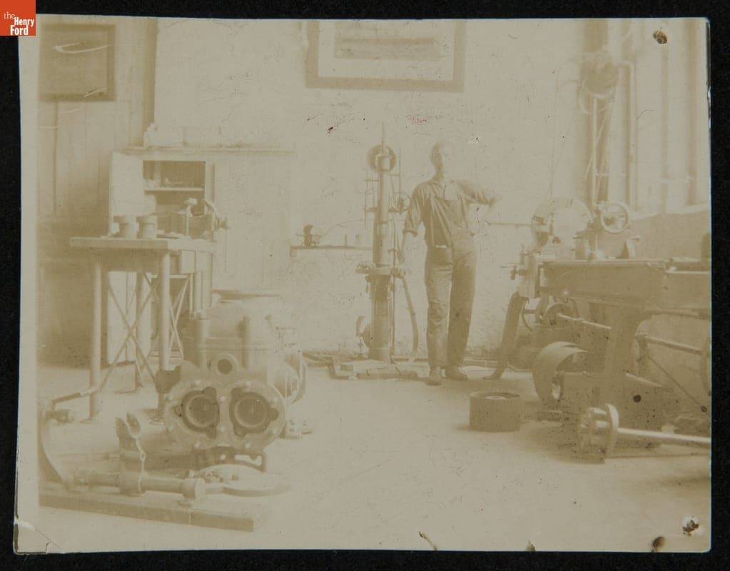 James BIshop inside Edison Illuminating Company of Detroit, 1895