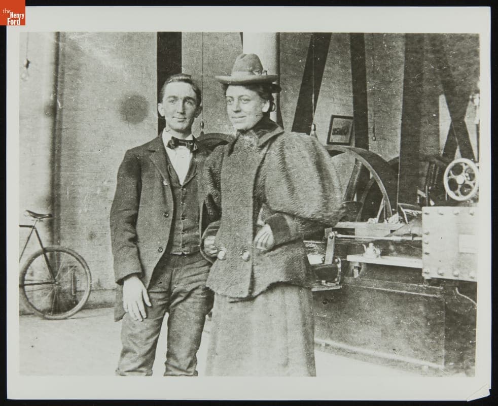 Jim Bishop and Mary Ward Ford at the Edison Illuminating Company Generator, circa 1896