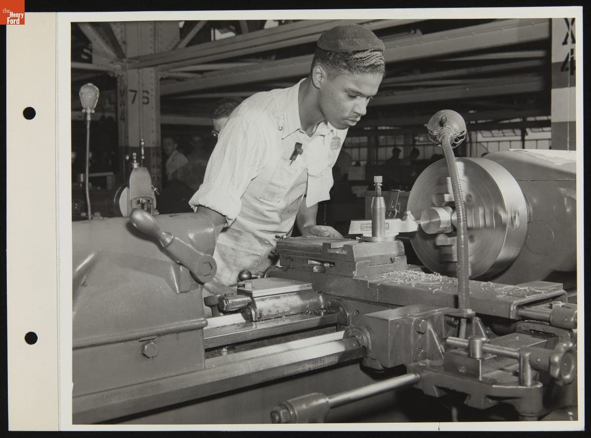 Operating a Lathe at the Ford Rouge Plant, August 3, 1942