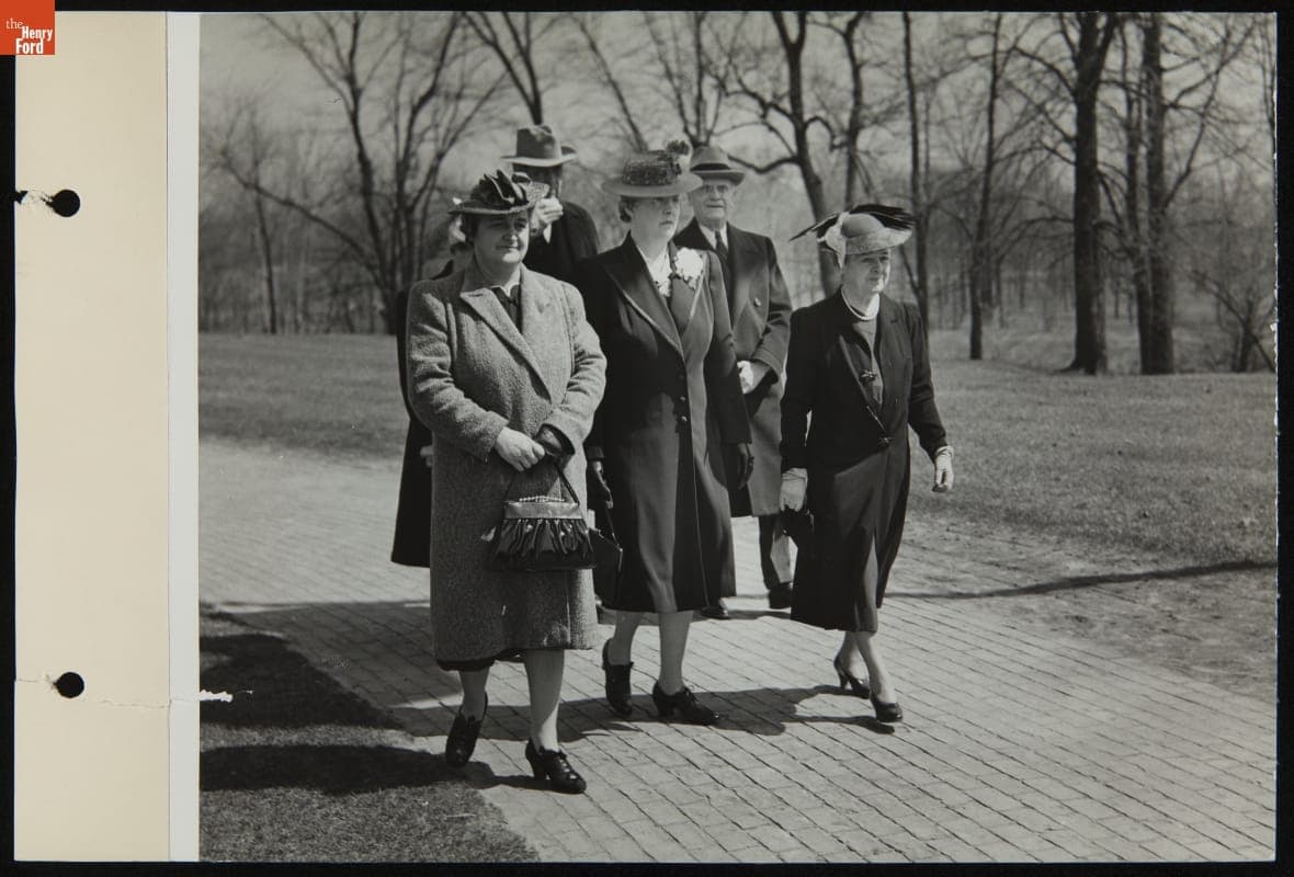 Clara Ford with Former Scotch Settlement School Teacher Sabria Palmer Lamb in Greenfield Village, 1941