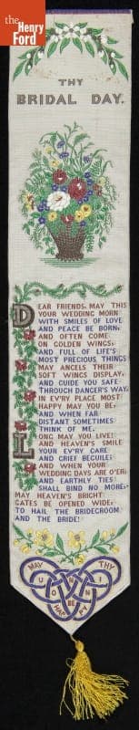 Stevengraph Bookmark, "Thy Bridal Day," 1860-1890