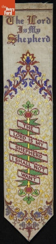 Stevengraph Bookmark, "The Lord is My Shepherd," 1860-1890