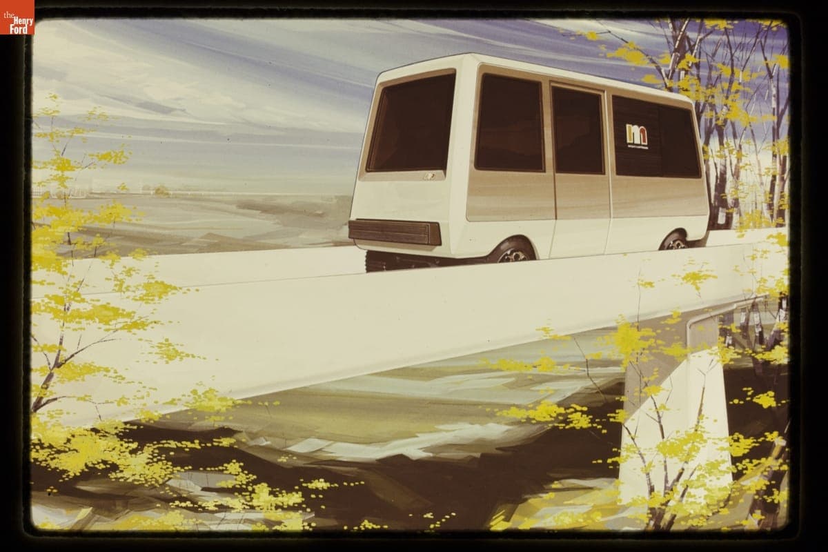 Rendering of Morgantown, West Virginia, People Mover Vehicle, circa 1971