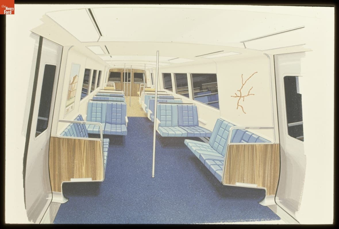 Rendering of Metropolitan Atlanta Rapid Transit Authority (MARTA) Railcar Interior, circa 1974