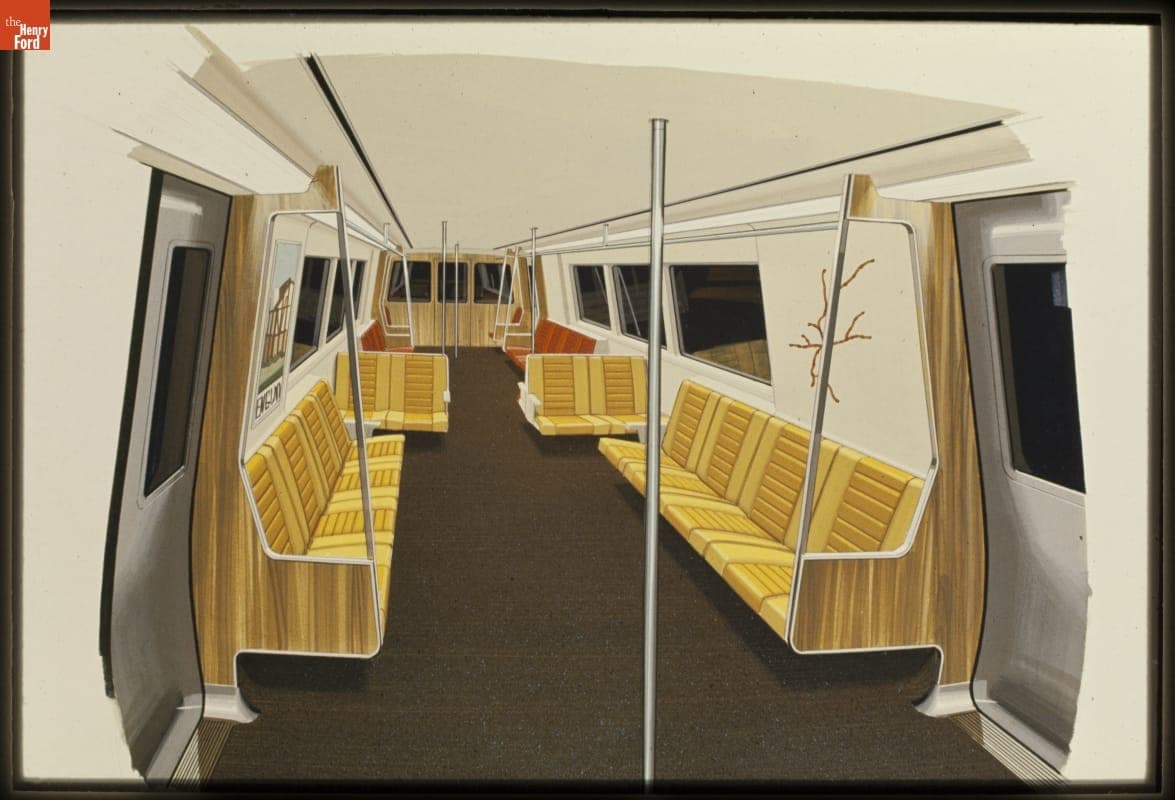 Rendering of Metropolitan Atlanta Rapid Transit Authority (MARTA) Railcar Interior, circa 1974