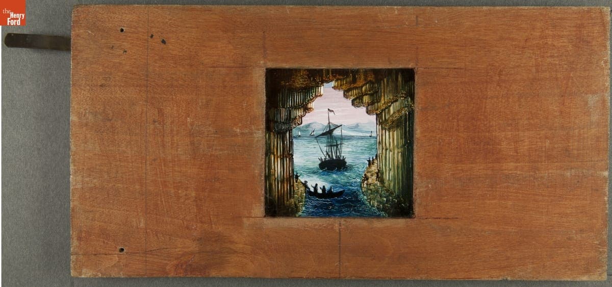 Mechanical Lantern Slide, "Fingal's Cave in the West of Scotland," 1860-1900