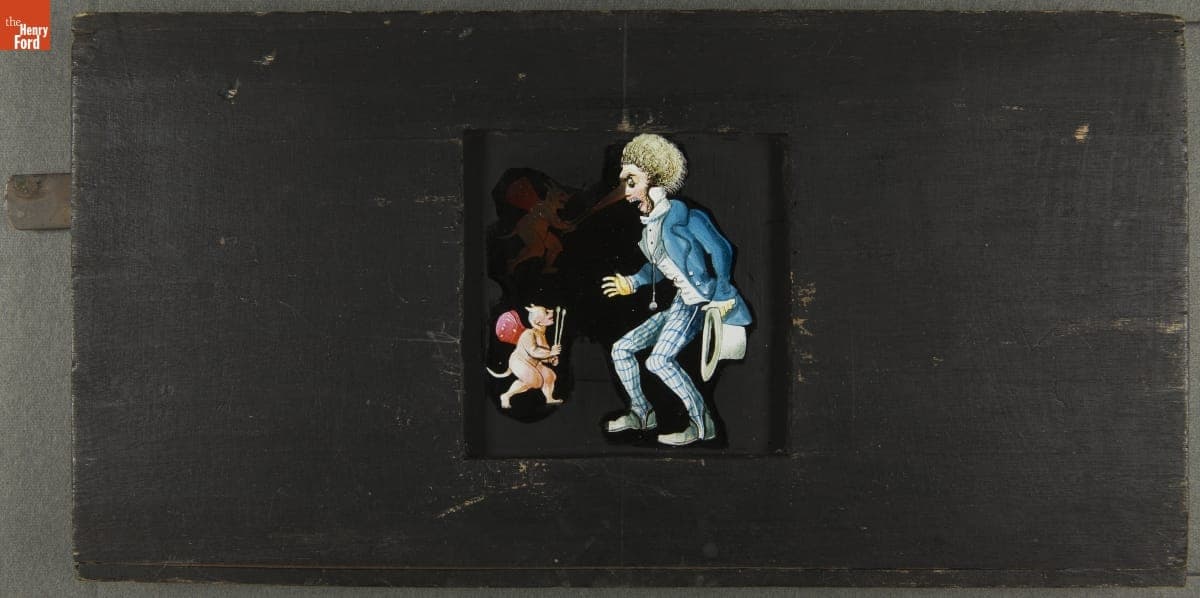 Mechanical Lantern Slide, Man's Nose in Tongs, 1860-1900