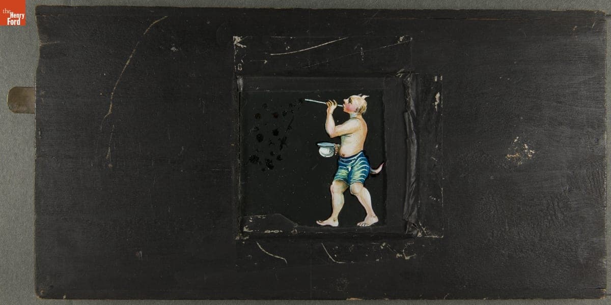 Mechanical Lantern Slide, "The Soap Bubbles," 1860-1900