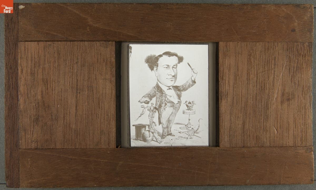 Lantern Slide, Harry Houdini Caricature, 1900-1920