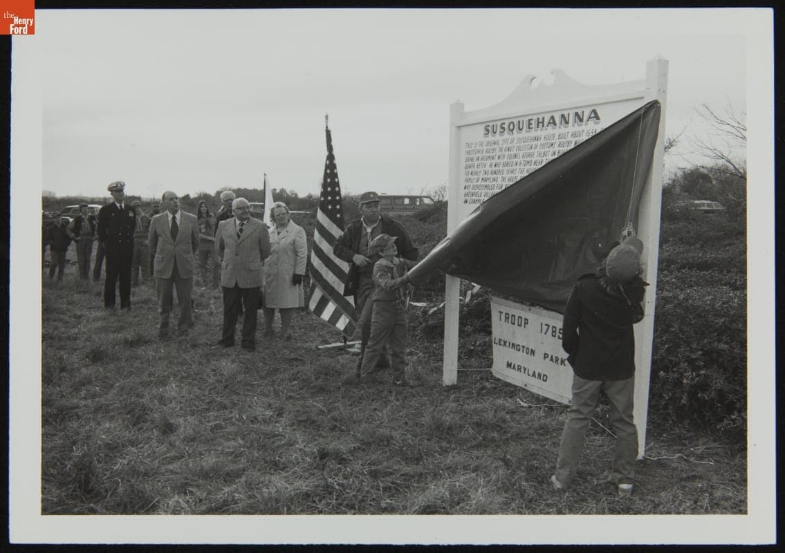 Boy Scout Troop 1789 of Lexington Park, Maryland Unveiling Susquehanna Marker, 1976