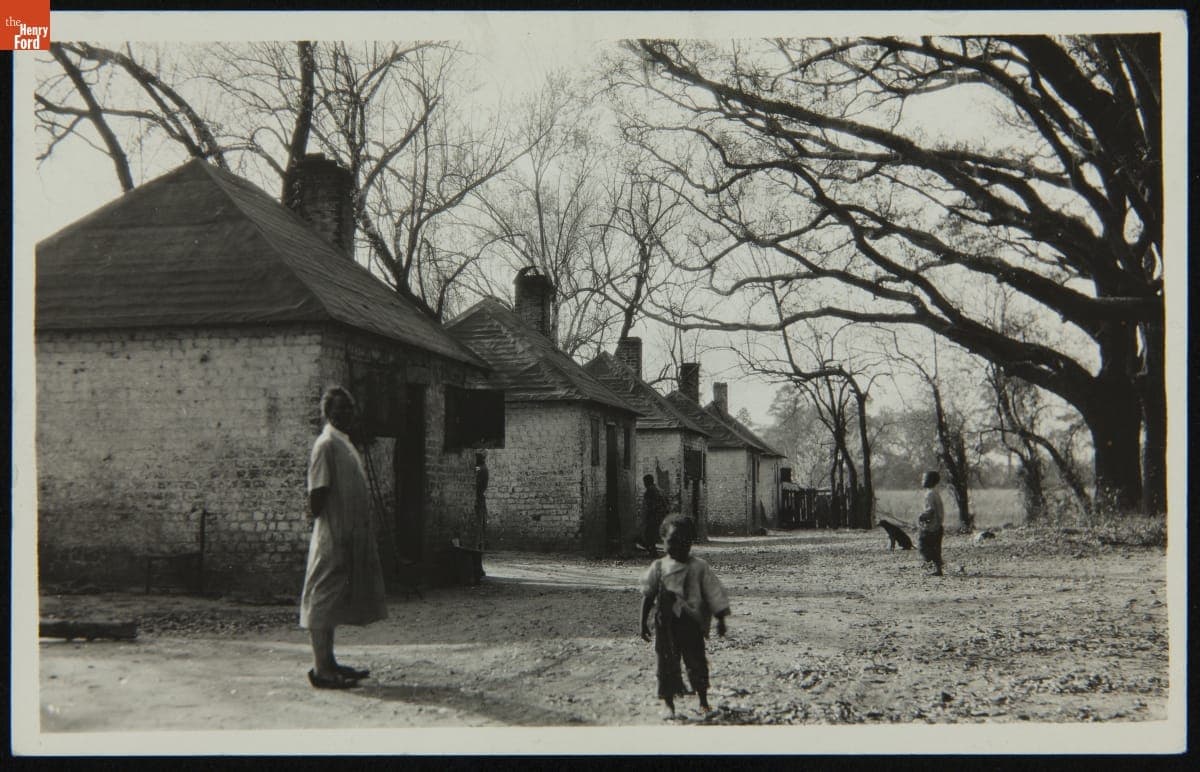 People outside Enslaved Quarters at Hermitage Plantation, near Savannah, Georgia, circa 1930