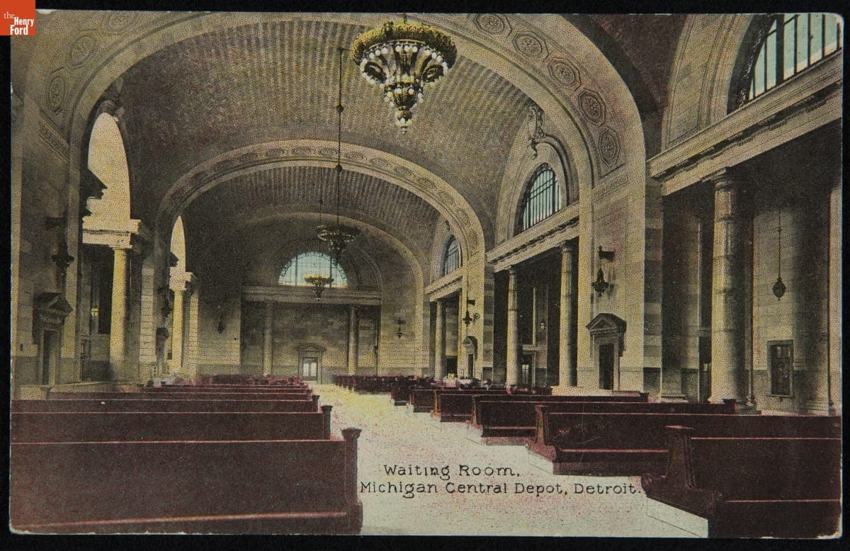 Waiting Room at the Michigan Central Station, Detroit, Michigan, circa 1915