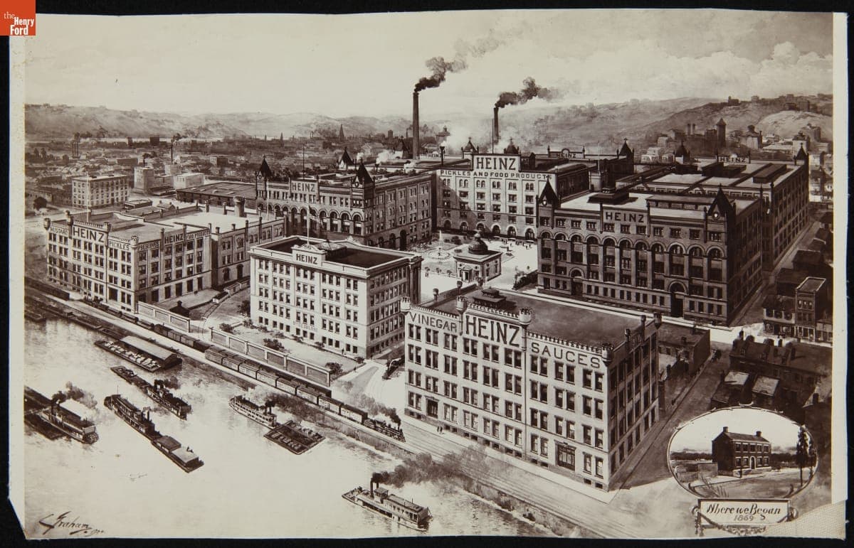 H. J. Heinz Plant in Pittsburgh, Pennsylvania, with Inset Showing Heinz House, 1904