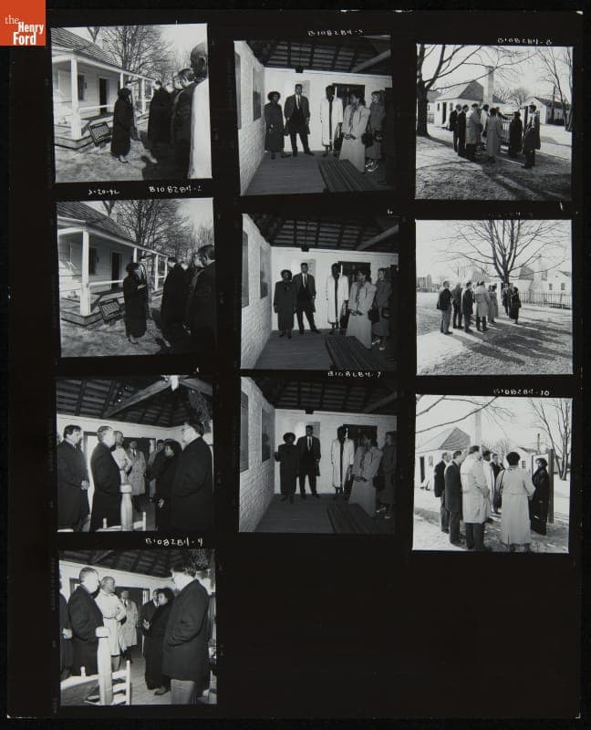 Group of School Superintendents Visiting Mattox Family Home in Greenfield Village, March 1992