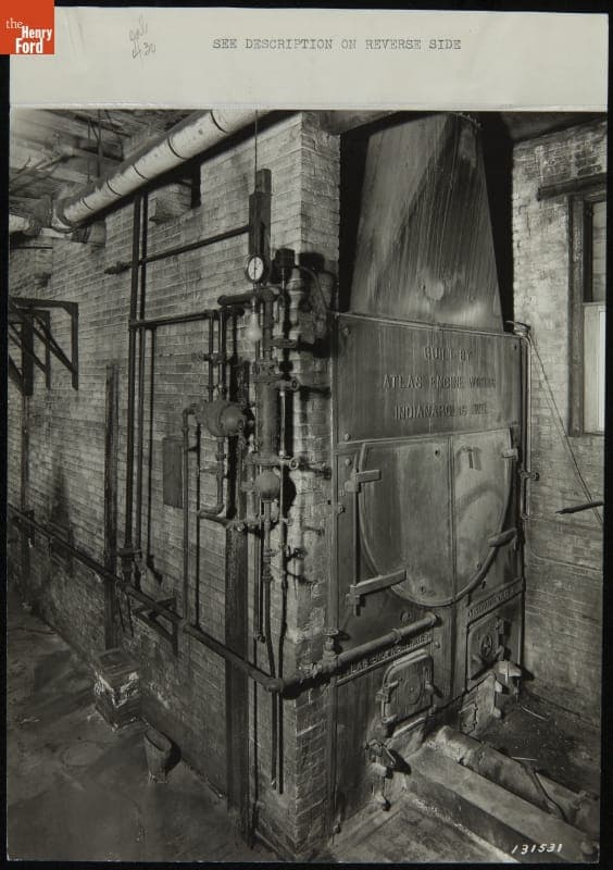 Boiler Used at the 1903-1904 Ford Mack Avenue Factory, Detroit, Michigan, Photographed July 1938