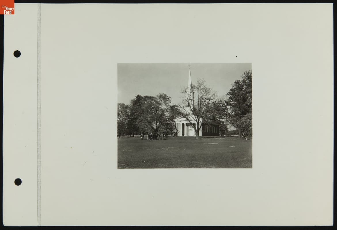 Martha-Mary Chapel the Day of Thomas Edison's Memorial Service, Greenfield Village, October 21, 1931