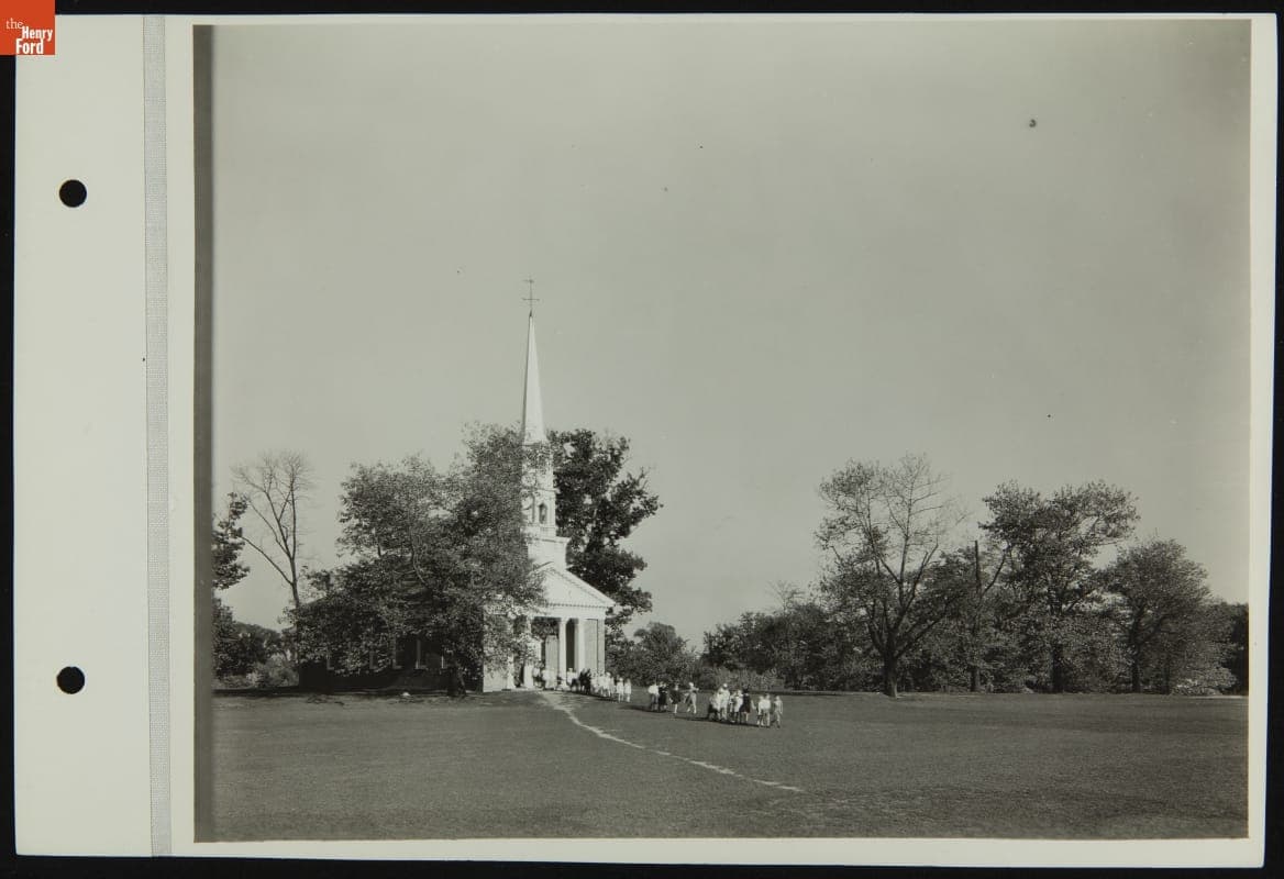 Martha-Mary Chapel the Day of Thomas Edison's Memorial Service, Greenfield Village, October 21, 1931