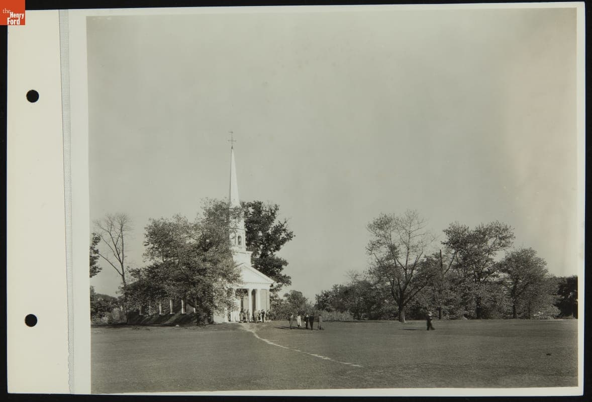 Martha-Mary Chapel the Day of Thomas Edison's Memorial Service, Greenfield Village, October 21, 1931