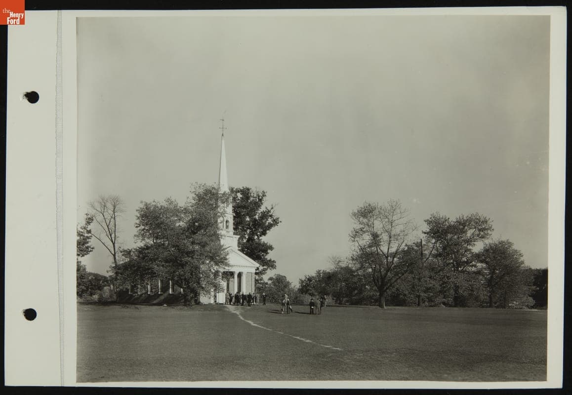 Martha-Mary Chapel the Day of Thomas Edison's Memorial Service, Greenfield Village, October 21, 1931