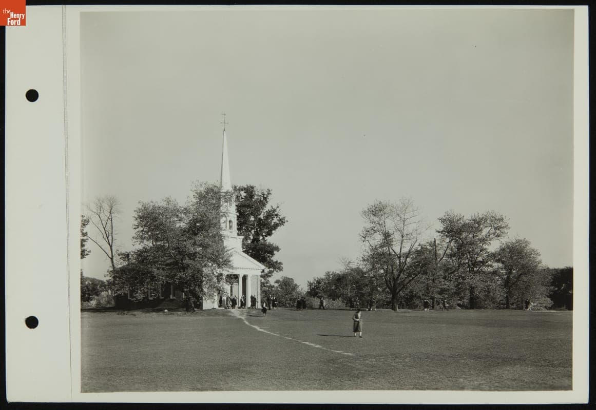 Martha-Mary Chapel the Day of Thomas Edison's Memorial Service, Greenfield Village, October 21, 1931