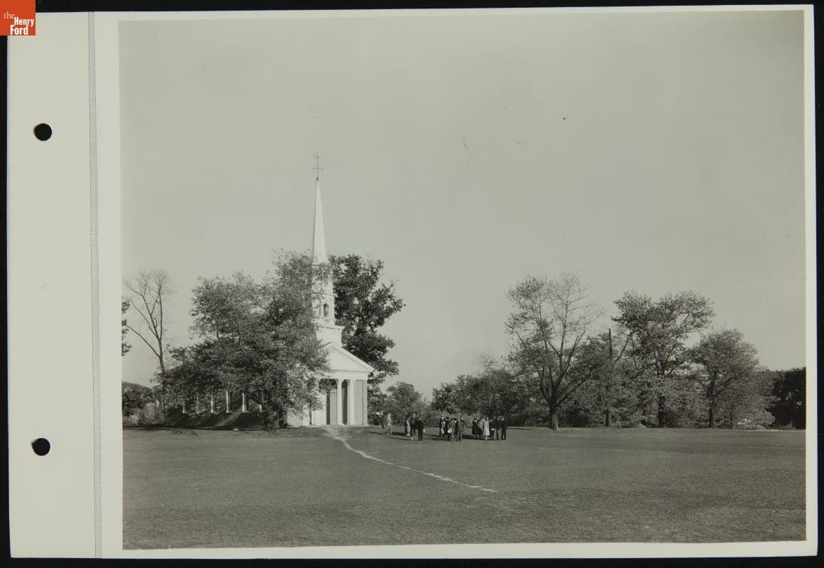 Martha-Mary Chapel the Day of Thomas Edison's Memorial Service, Greenfield Village, October 21, 1931