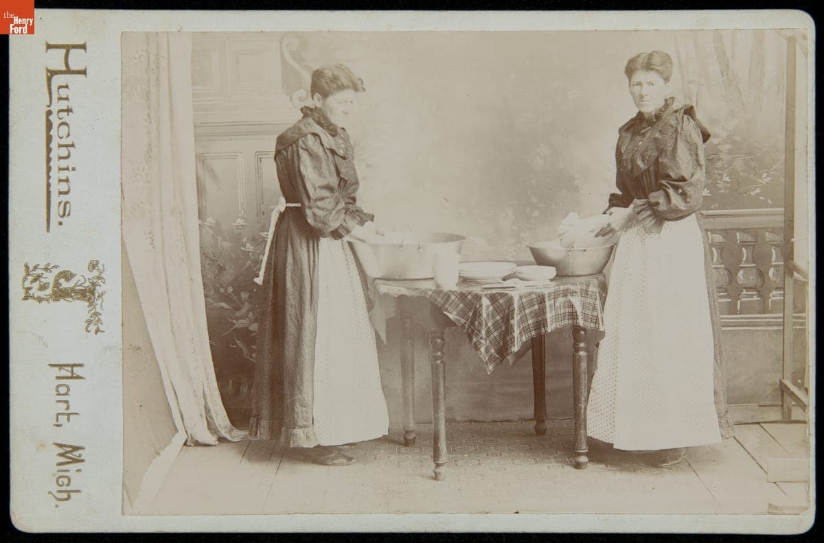 Woman Washing Dishes, circa 1895
