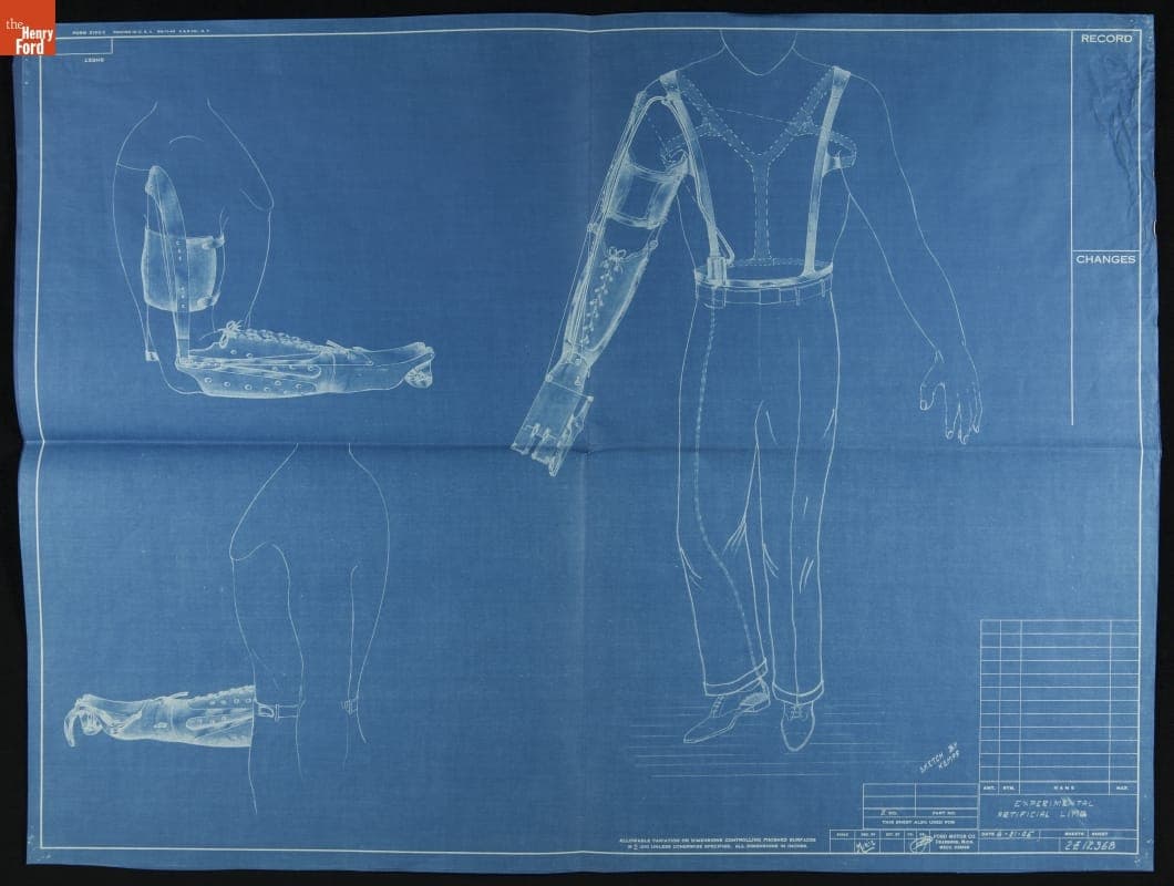 Blueprint, "Experimental Artificial Limb," 2Z12368, 21 June 1945
