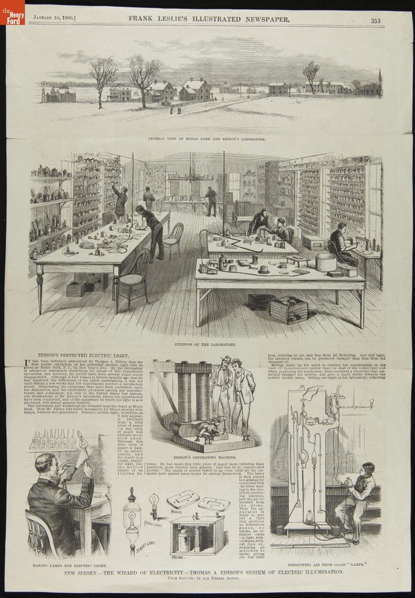 "Edison's Perfected Electric Light," Page from January 10, 1880 Frank Leslie's Illustrated Newspaper