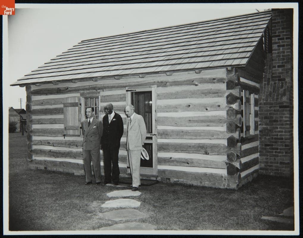 Edsel Ford, George Washington Carver, and Henry Ford in Greenfield Village, July 1942