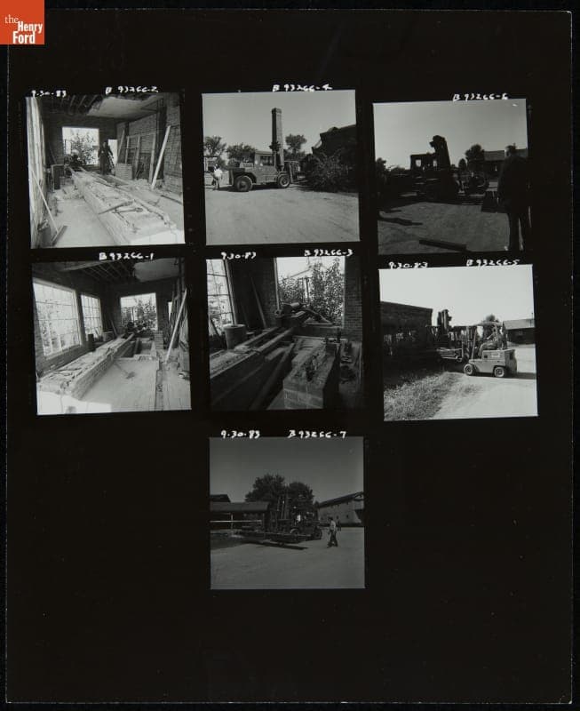 Removing the Steam Engine from Fairfield Rice Mill (now the Pottery Shop), Greenfield Village, 1983