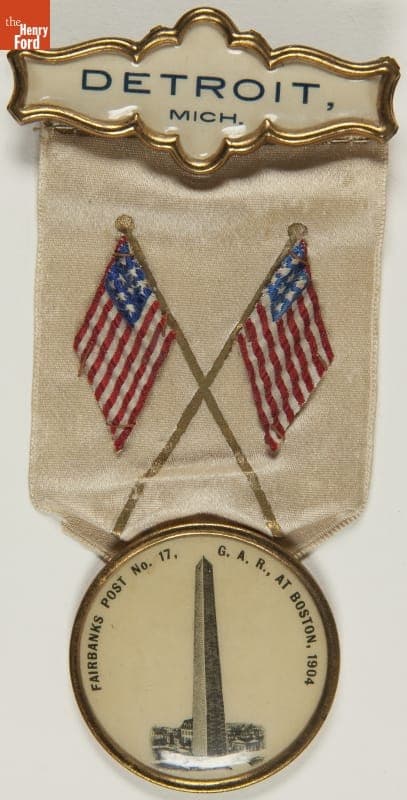 Fairbanks Post 17 Grand Army of the Republic (G.A.R.) Department of Michigan Badge, 1904