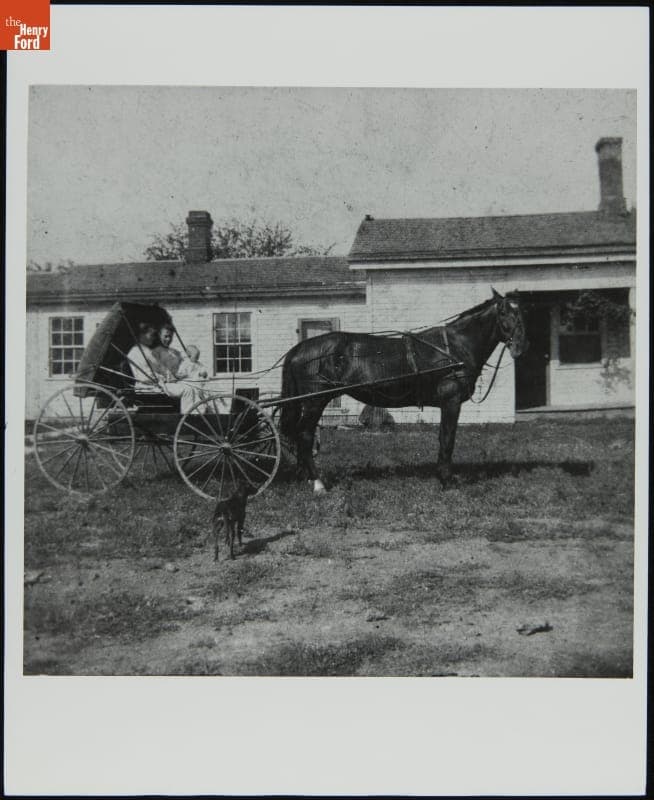 Horse and Buggy outside Ford Homestead (Henry Ford's Birthplace) at Its Original Site, June 1899