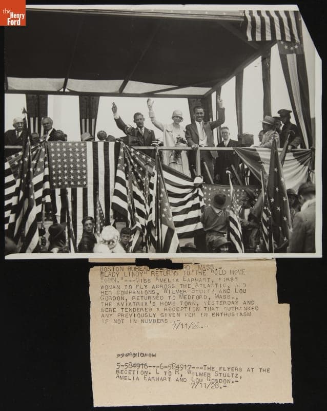 Amelia Earhart and the "Friendship" Crew at a Reception in Medford, Massachusetts, July 10, 1928