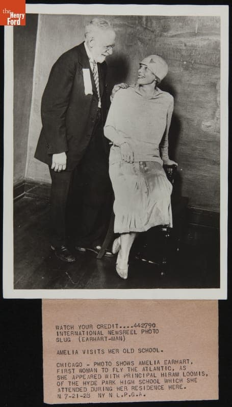 Amelia Earhart with Hyde Park High School Principal, July 1928