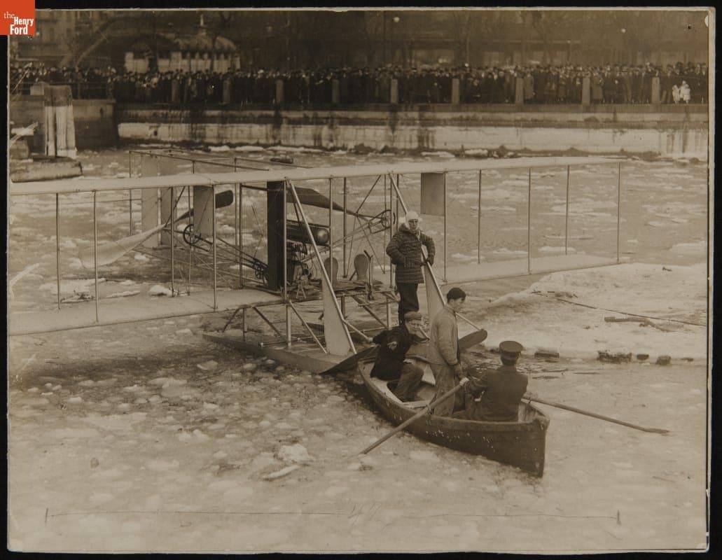 Amelia Earhart and Biplane Being Towed to Shelter, 1928-1937