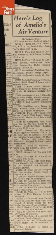 "Here's Log of Amelia's Air Venture," July 1937