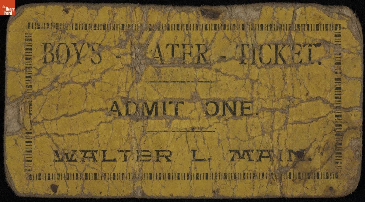 "Boy's Water Ticket" for Admission to the Walter L. Main Circus, circa 1895