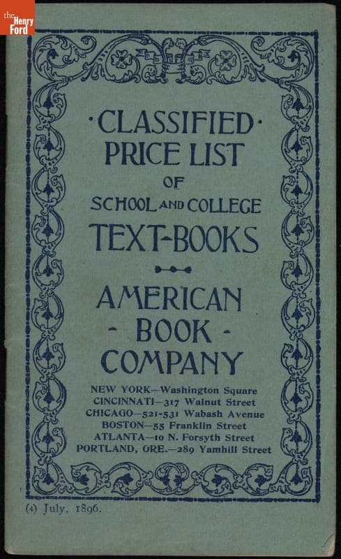 American Book Company Catalog, "Classified Price List of School and College Text-Books," 1896