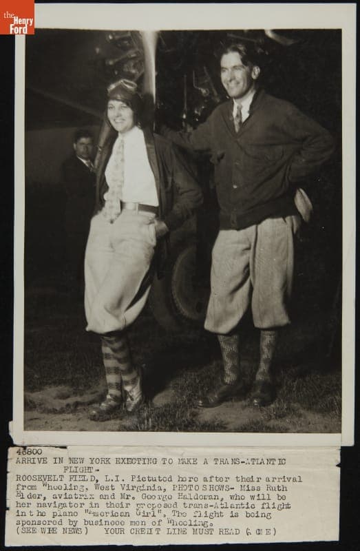 Ruth Elder and George Haldeman Arrive at Roosevelt Field before their Transatlantic Flight, October 1927