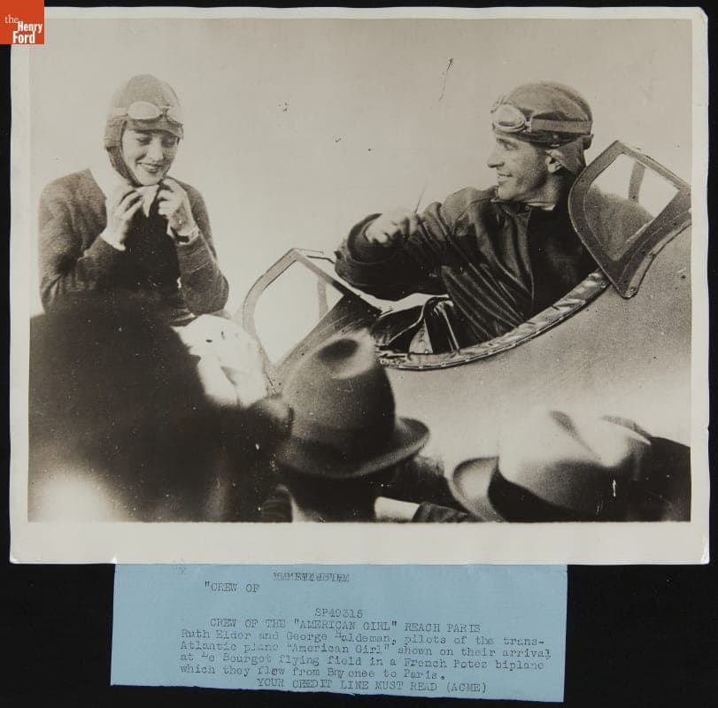 Ruth Elder and George Haldeman Arrive at Le Bourget Flying Field, October 1927