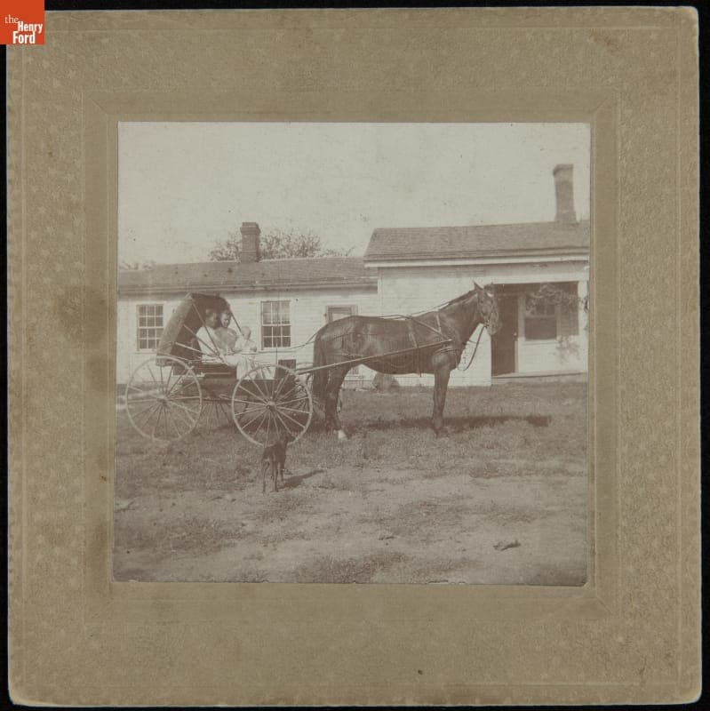 Horse and Buggy outside Ford Homestead (Henry Ford's Birthplace) at Its Original Site, June 1899