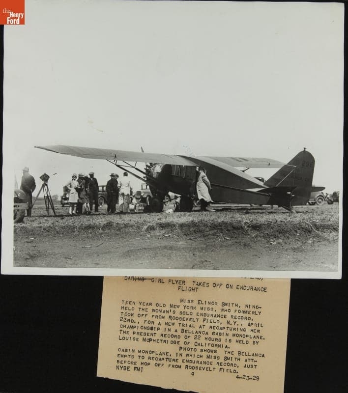 Elinor Smith before the Woman's Endurance Flight at Roosevelt Field, 1929