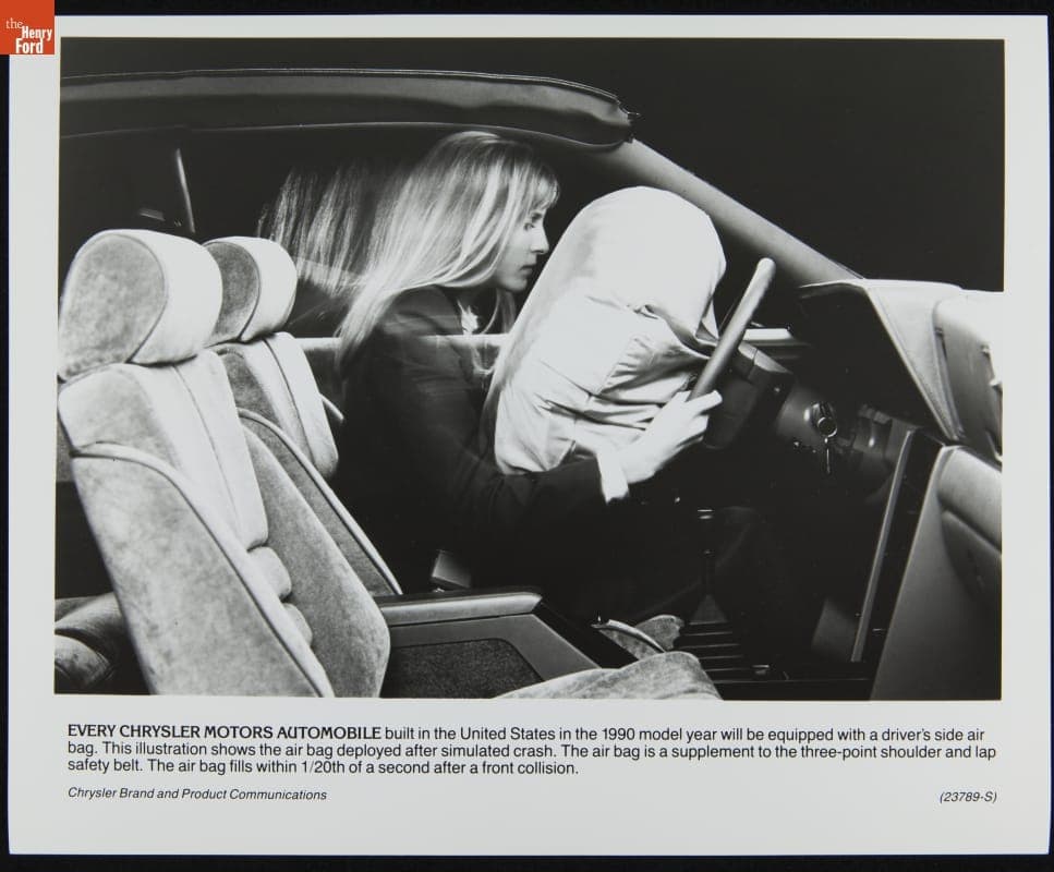 Driver's Side Air Bag Deployed in Chrysler Motors Automobile, 1990