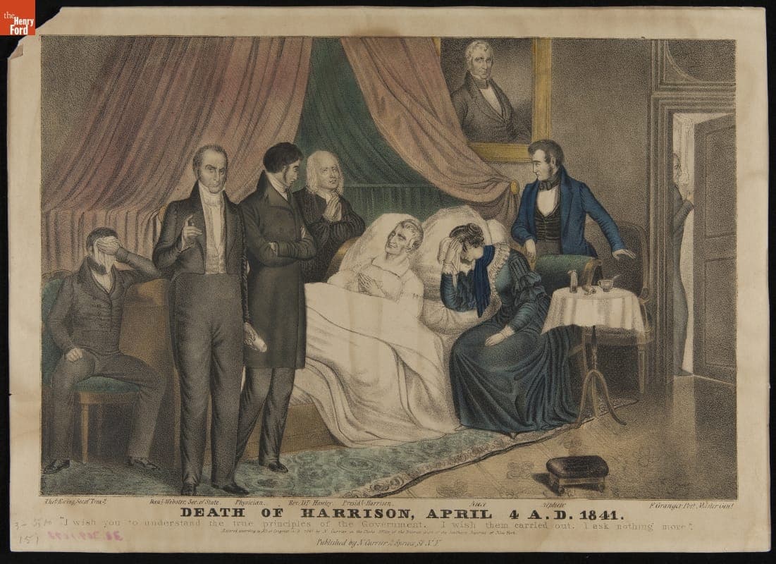 Lithograph, "Death of Harrison, April 4 A.D. 1841"