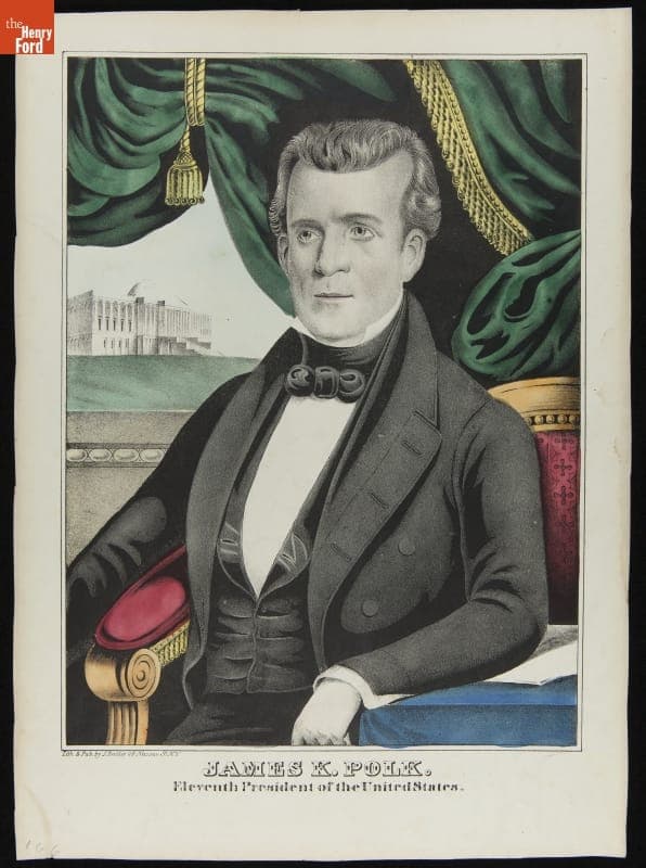 Lithograph,"James K. Polk, Eleventh President of the United States," circa 1846