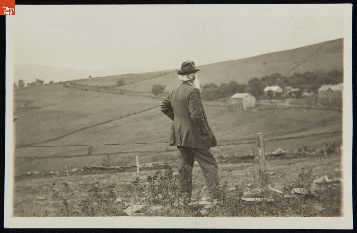 John Burroughs on the Hill Overlooking His Birthplace, near Roxbury, New York, circa 1915