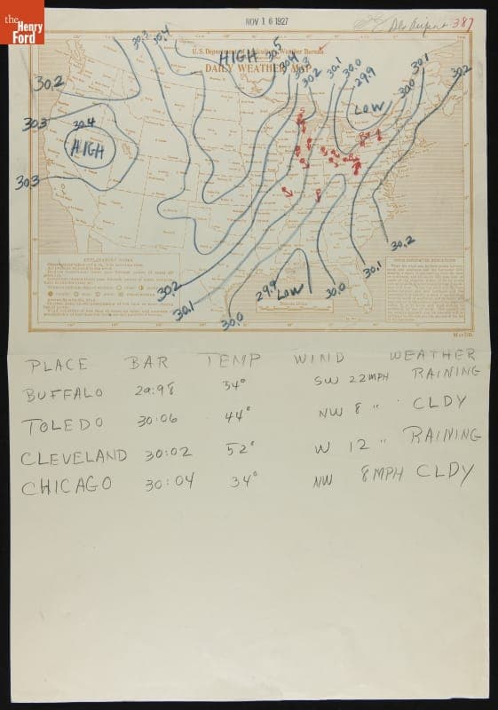 U.S. Department of Agriculture Daily Weather Map for November 16, 1927